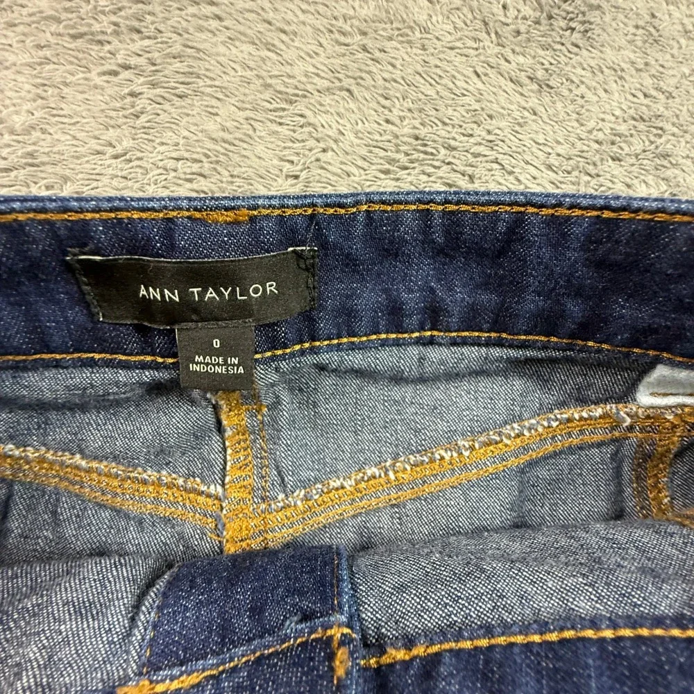 Ann Taylor Denim Skirt Womens 0 Blue EXC Tiered A-Line Button Front Boho